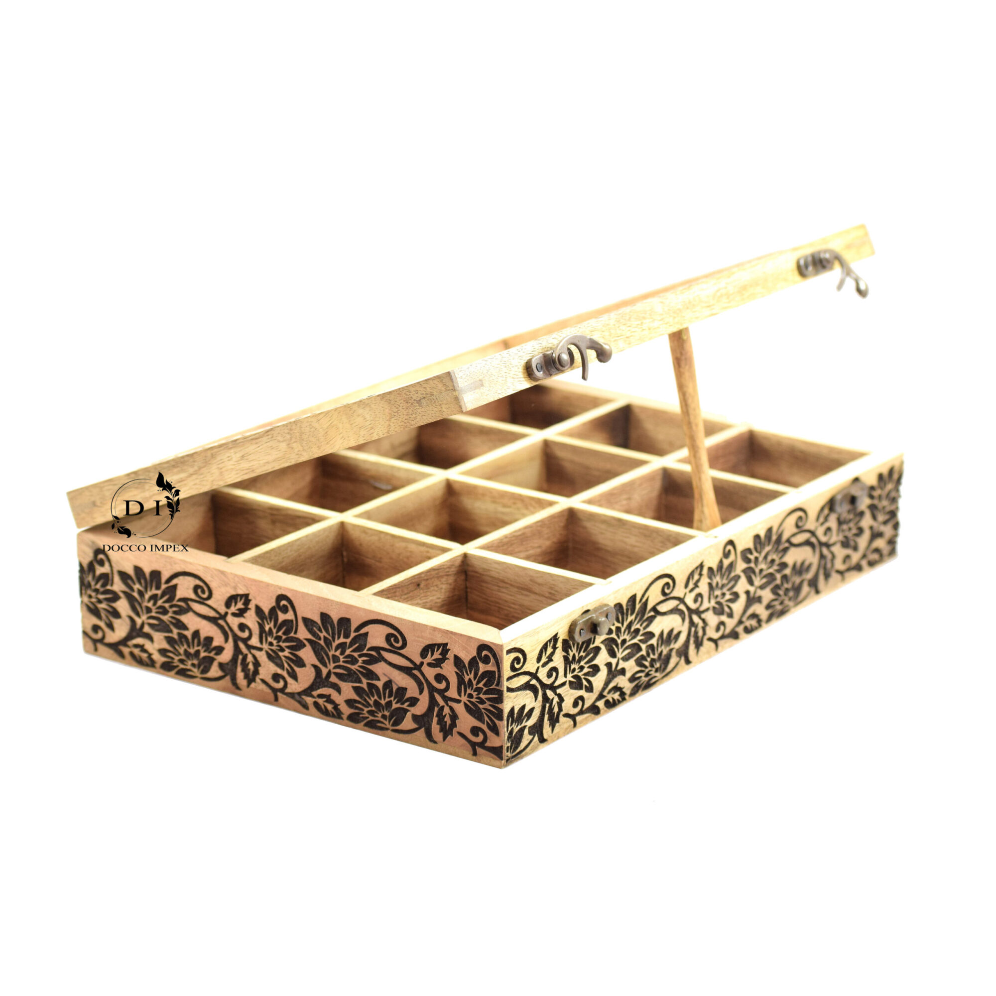 Wooden Handcrafted Engraved Spice Box ( 12 Chamber ) - Image 3