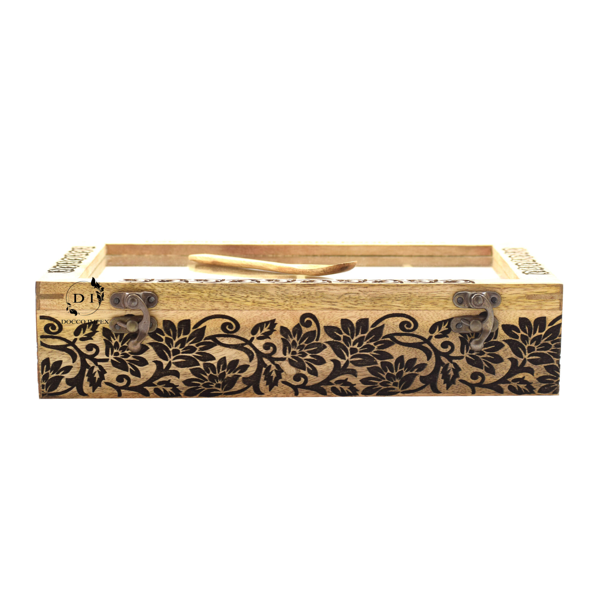 Wooden Handcrafted Engraved Spice Box ( 12 Chamber ) - Image 2