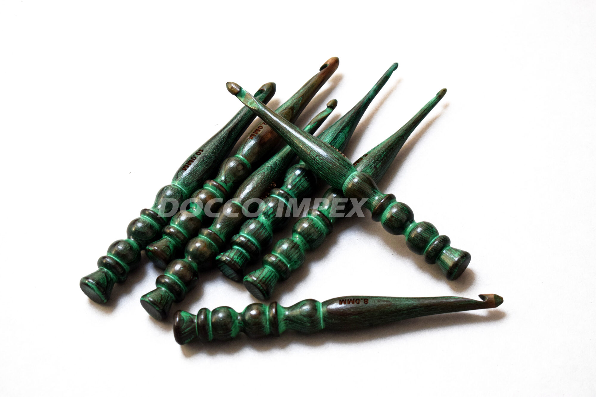 Handmade Ergonomic Wooden Crochet Hooks ( Green ) - Image 2