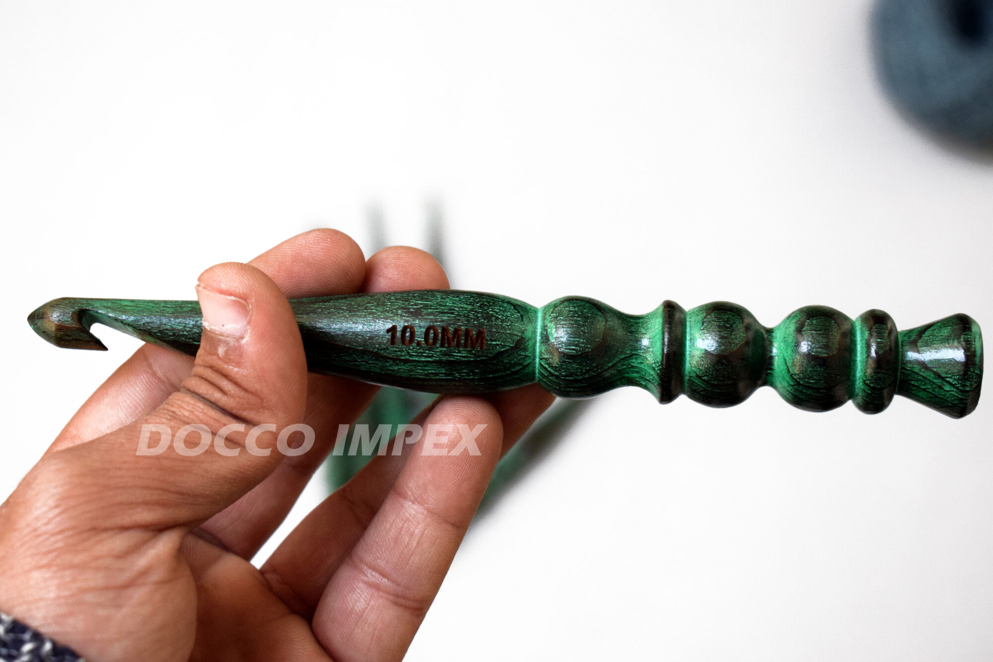 Handmade Ergonomic Wooden Crochet Hooks ( Green ) - Image 3