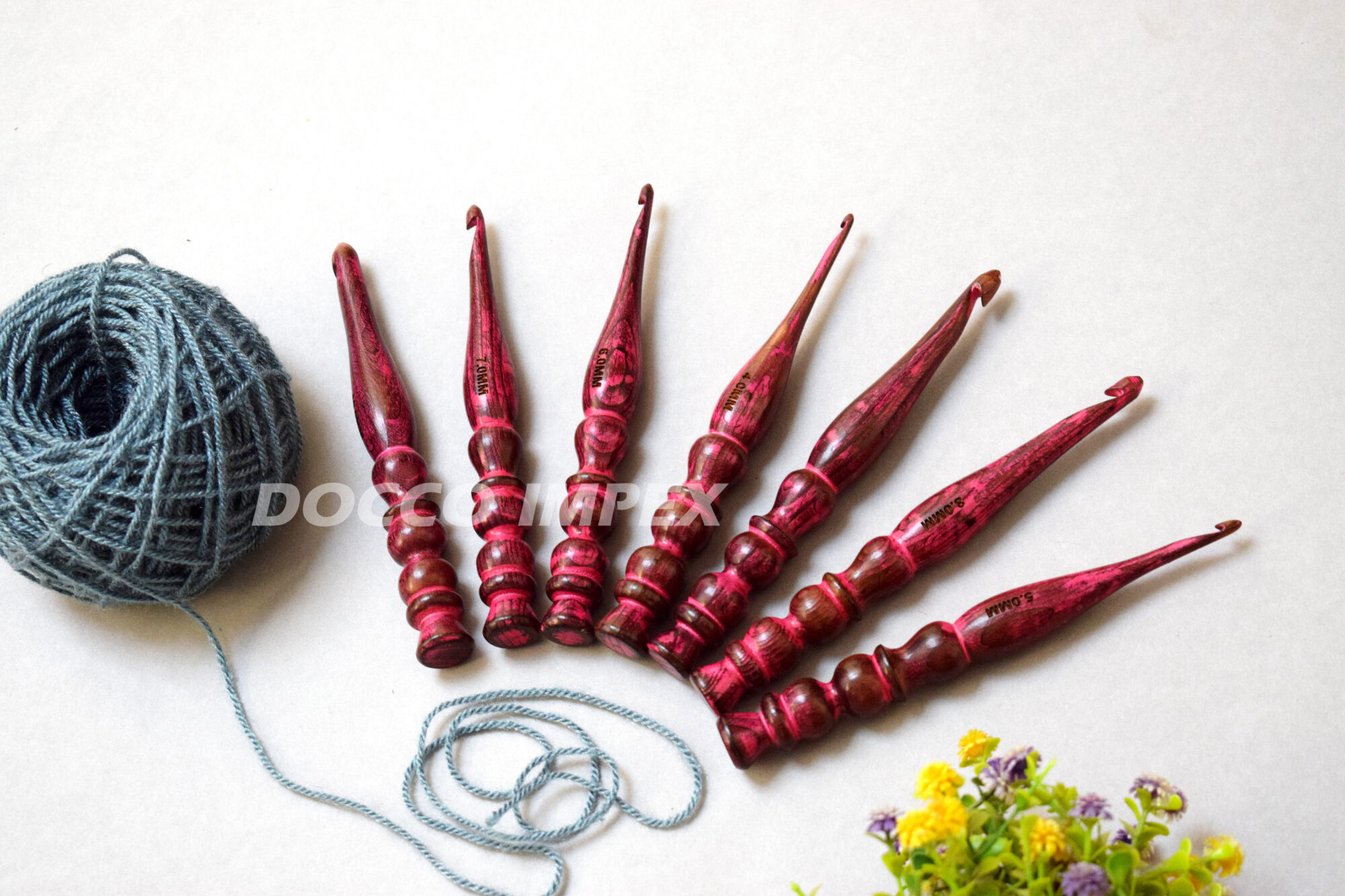 Handmade Ergonomic Wooden Crochet Hooks ( Red ) - Image 5