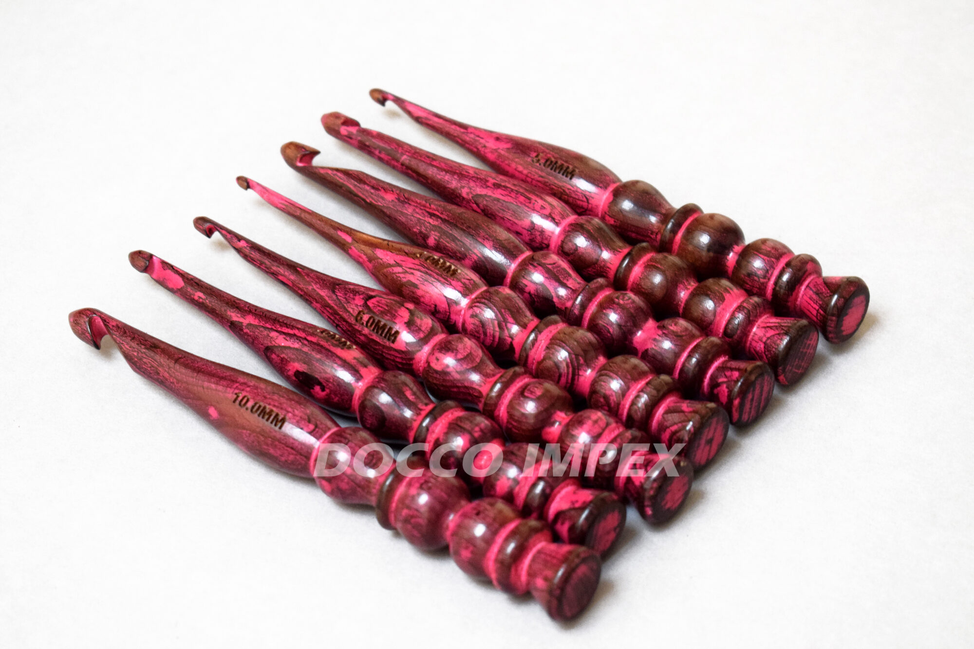 Handmade Ergonomic Wooden Crochet Hooks ( Red ) - Image 2