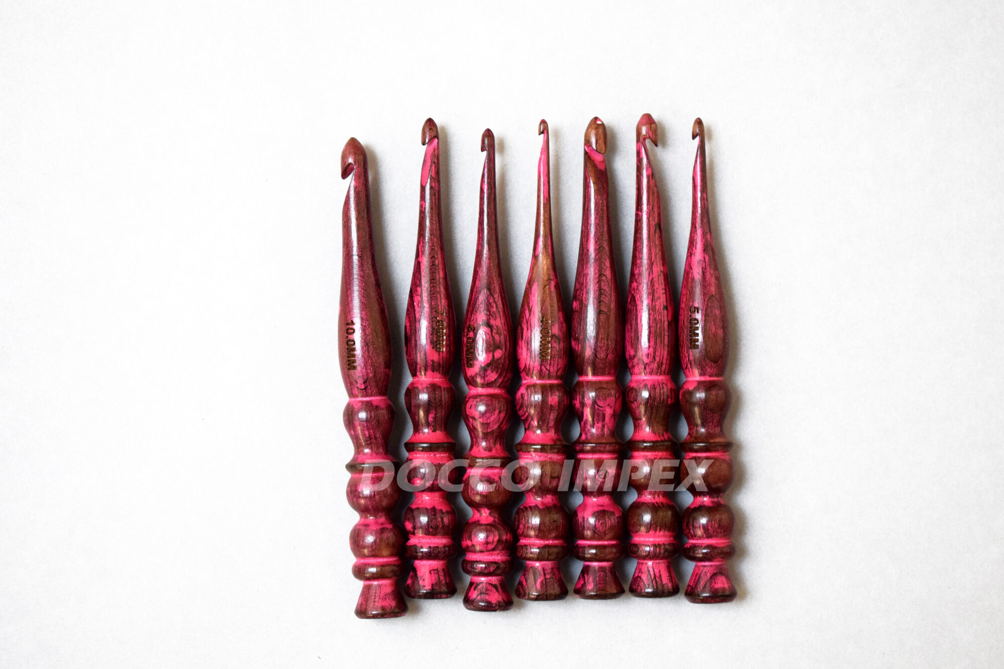 Handmade Ergonomic Wooden Crochet Hooks ( Red ) - Image 3