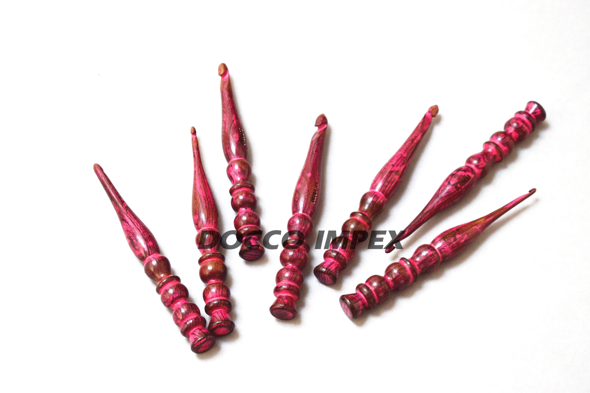 Handmade Ergonomic Wooden Crochet Hooks ( Red ) - Image 4