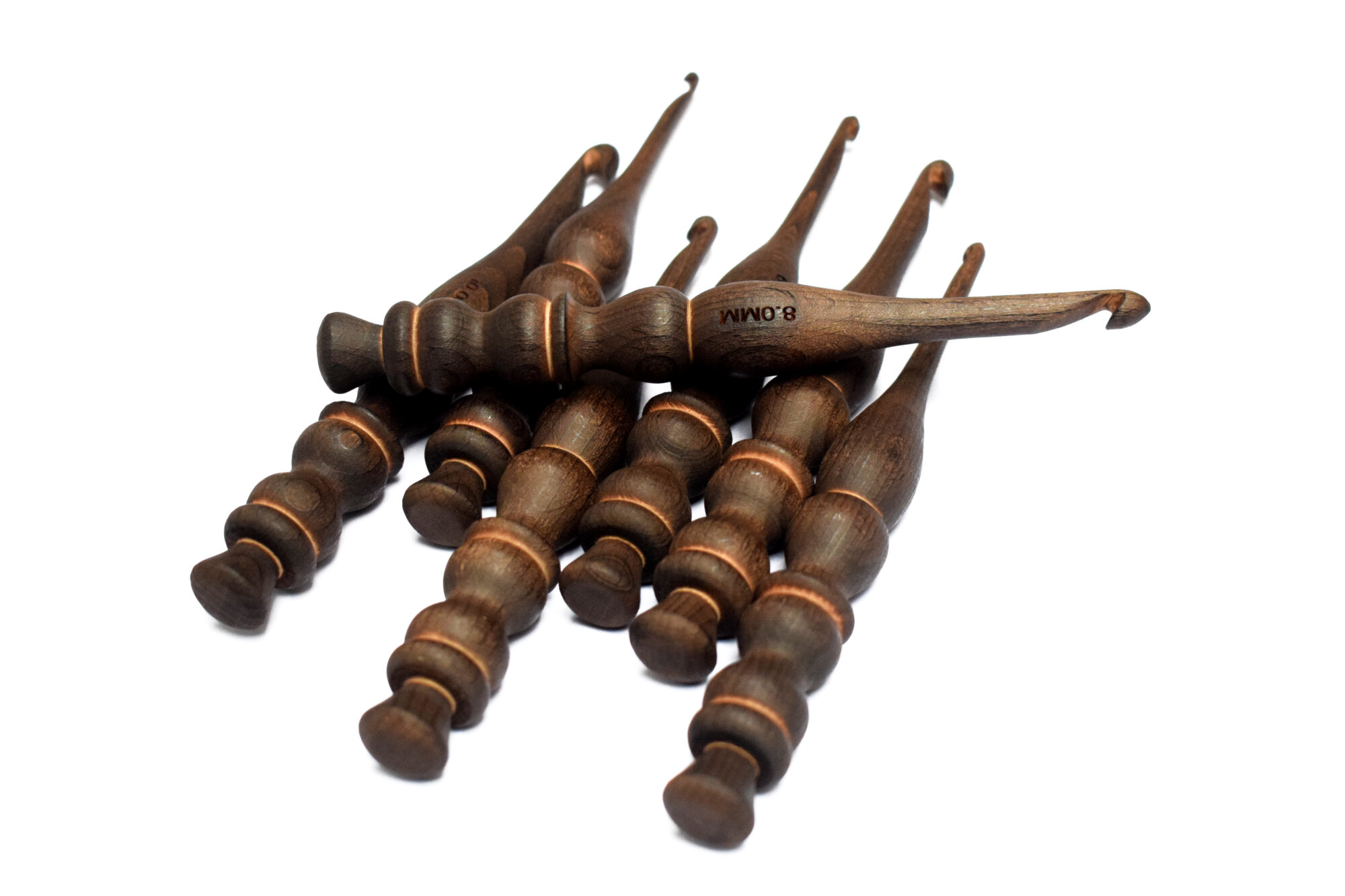 Handmade Ergonomic Wooden Crochet Hooks ( Brown ) - Image 3