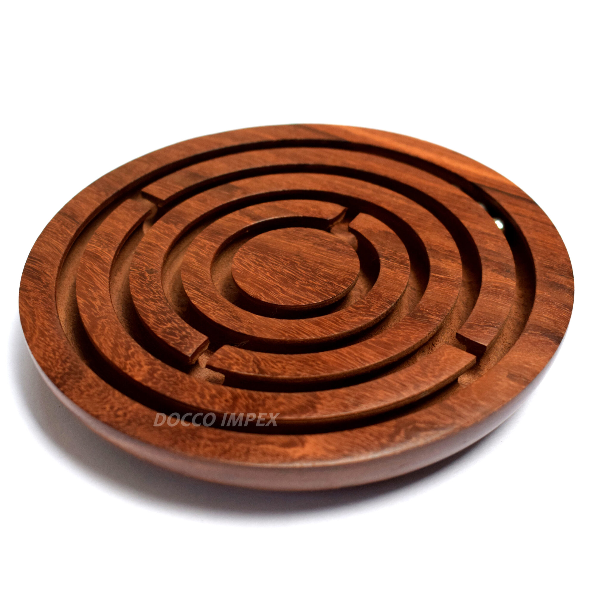 Handcrafted Indian Wooden Round Labyrinth Ball Maze Puzzle Board ( Rosewood ) - Image 3