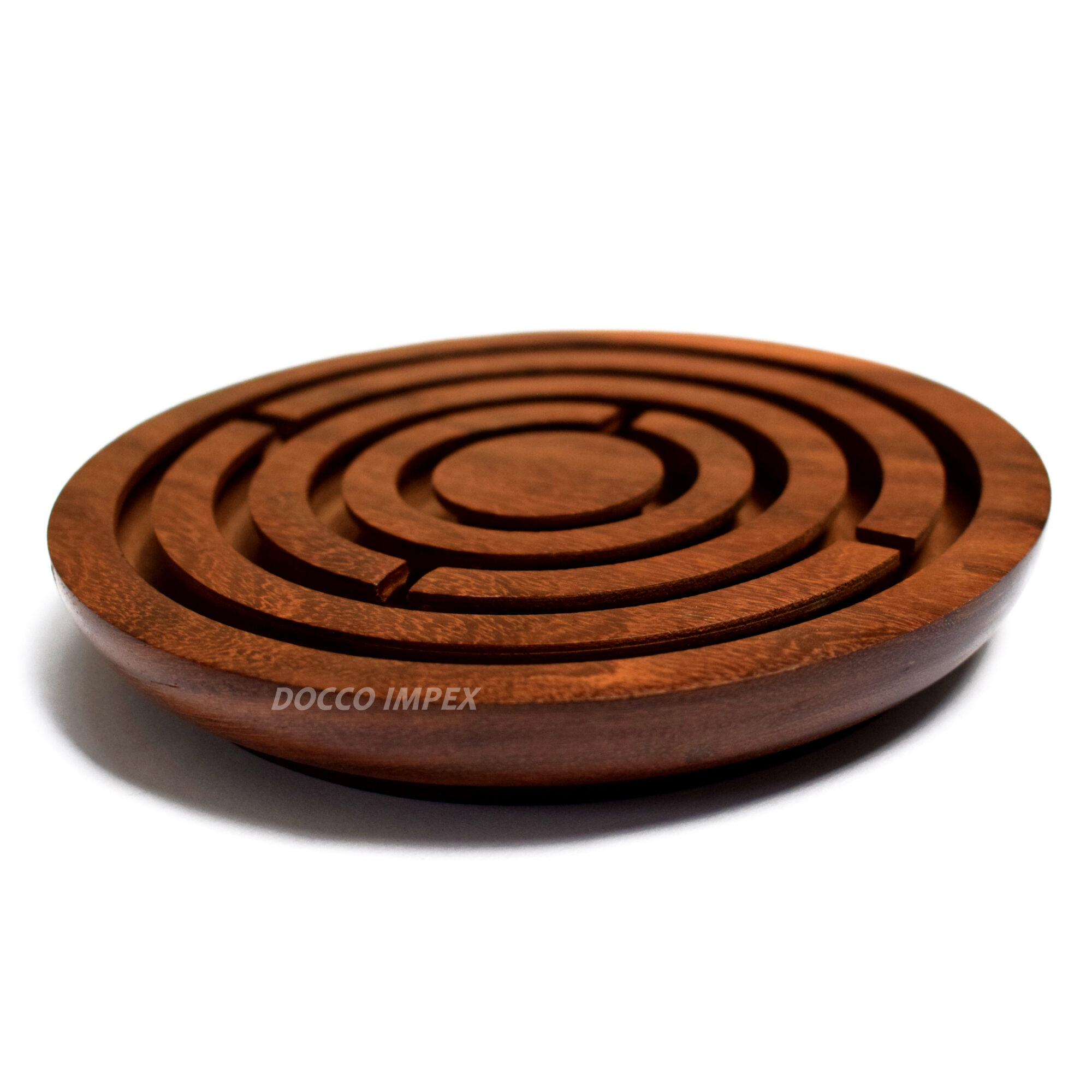 Handcrafted Indian Wooden Round Labyrinth Ball Maze Puzzle Board ( Rosewood ) - Image 2