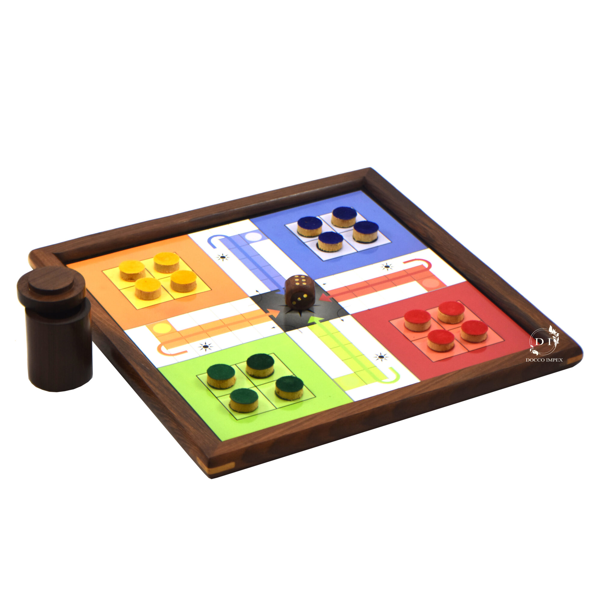 Wooden Handmade 2 in 1 Ludo Magnetic Snakes and Ladders Travel Board Fun Game - Image 3