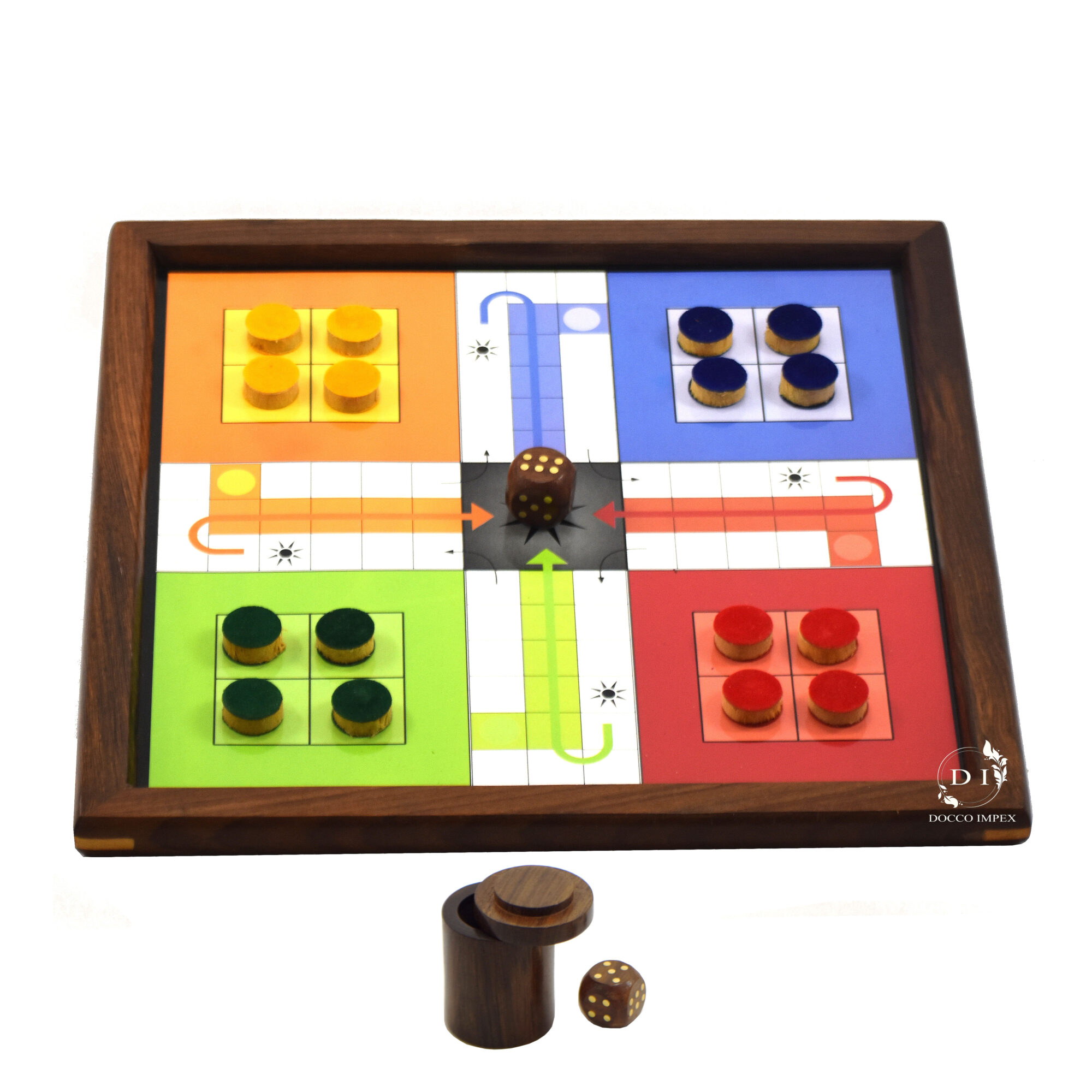 Wooden Handmade 2 in 1 Ludo Magnetic Snakes and Ladders Travel Board Fun Game