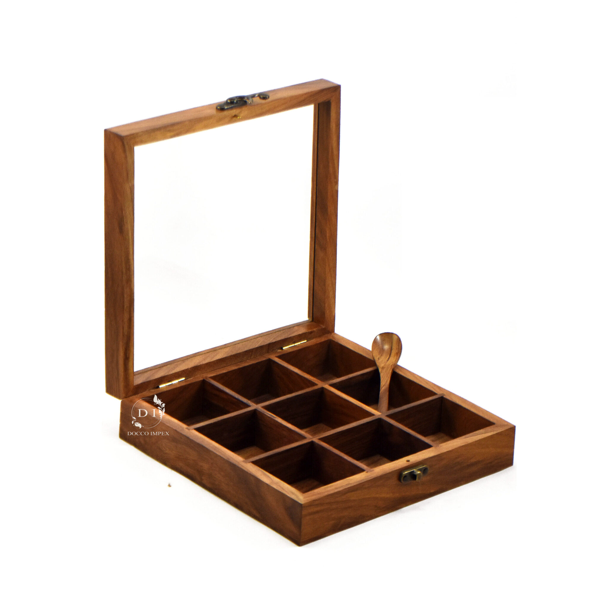 Wooden Handcrafted Spice Box ( 9 Chamber ) - Image 2