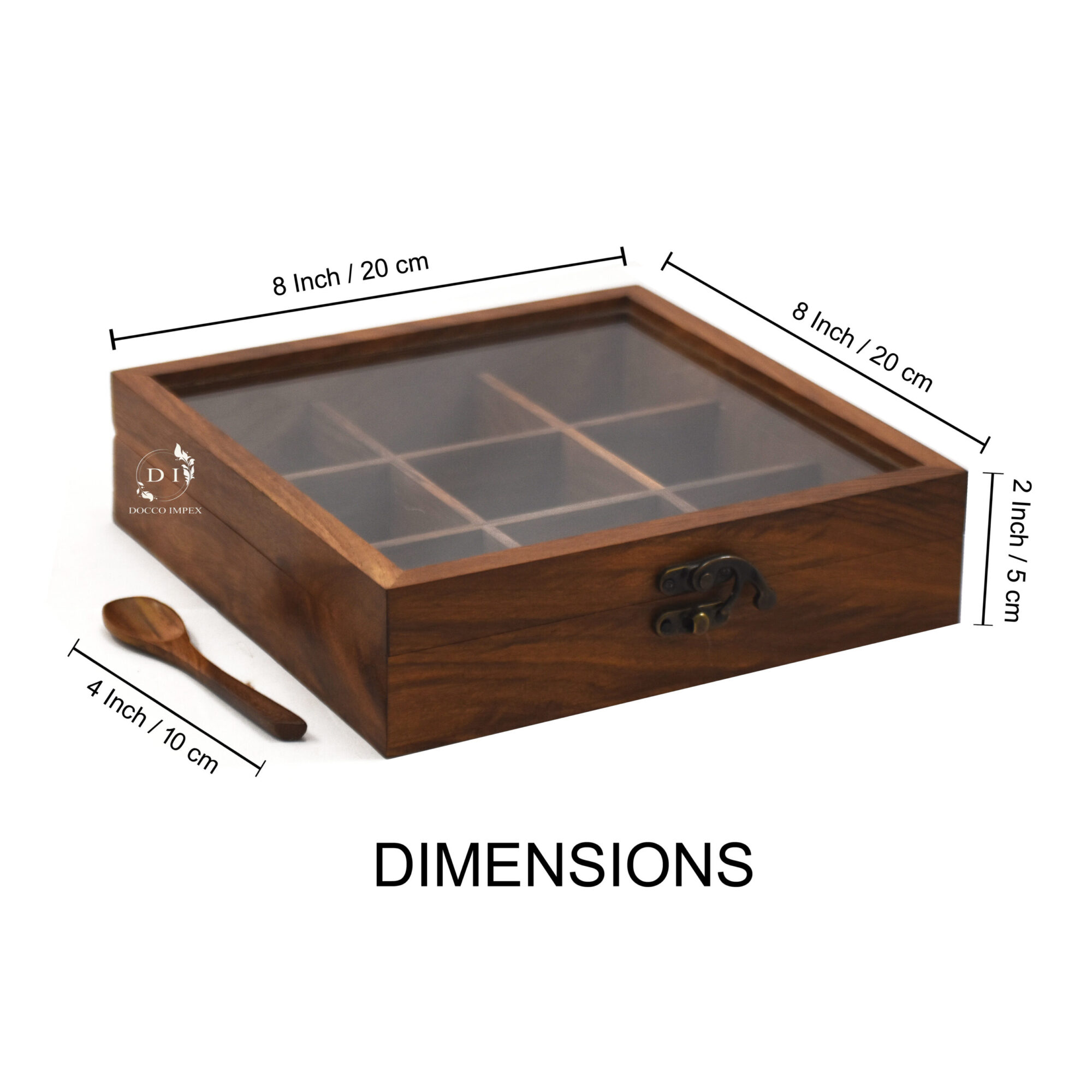 Wooden Handcrafted Spice Box ( 9 Chamber ) - Image 3