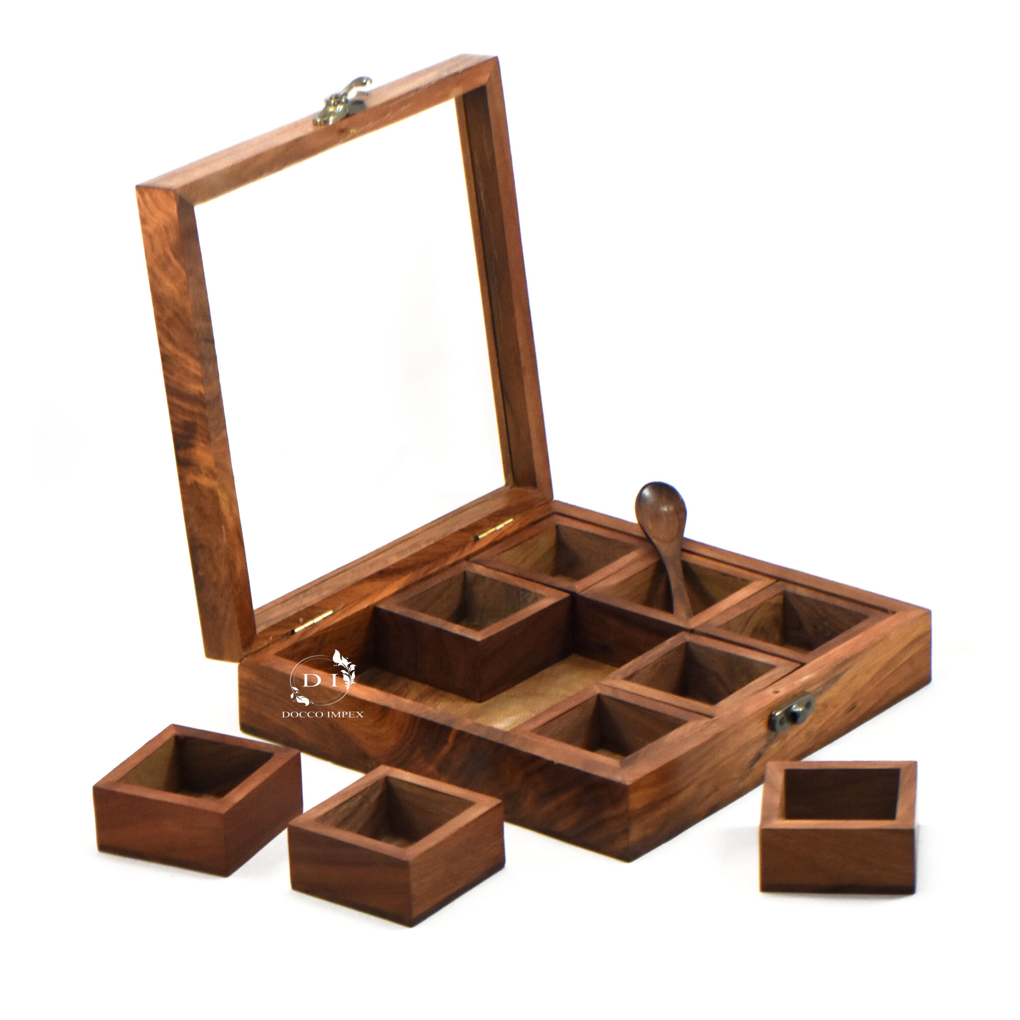 Wooden Handcrafted Box with Small Multi-Compartment Boxes ( 9 Chamber ) - Image 2