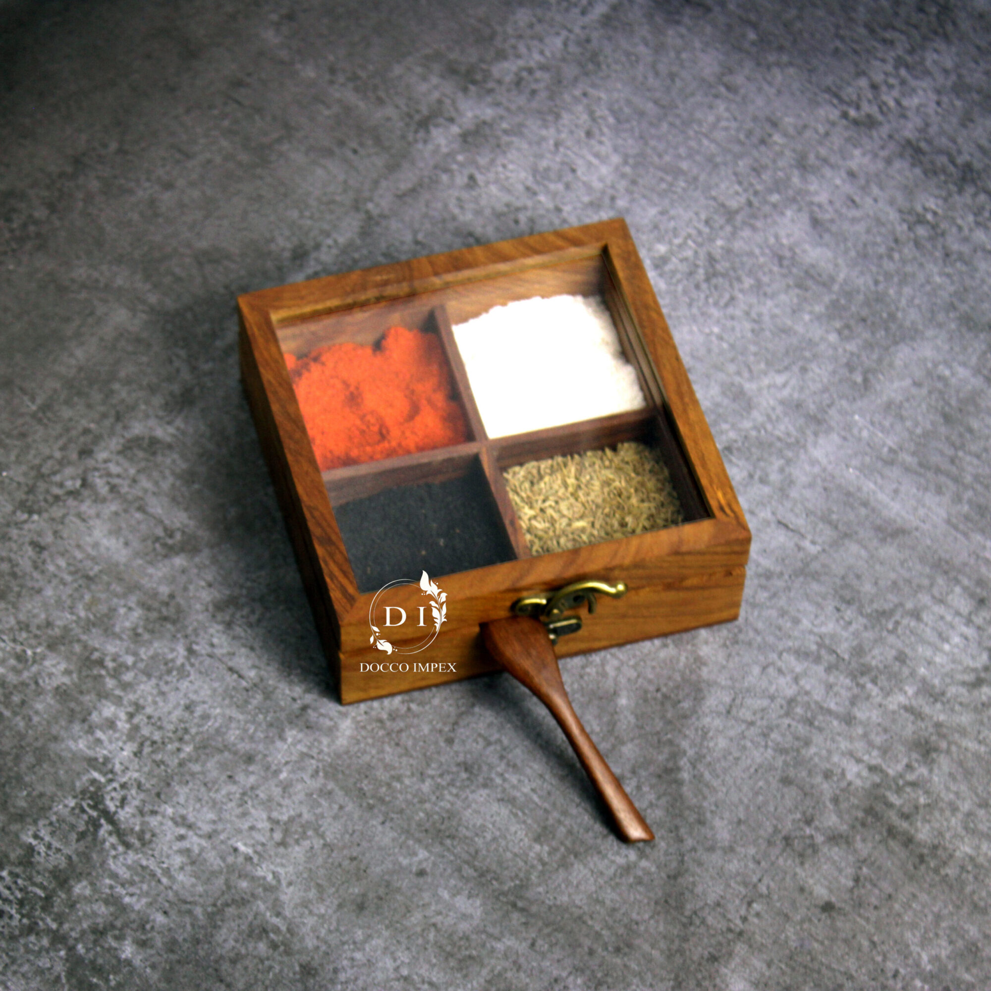 Wooden Handcrafted Spice Box ( 4 Chamber ) - Image 5