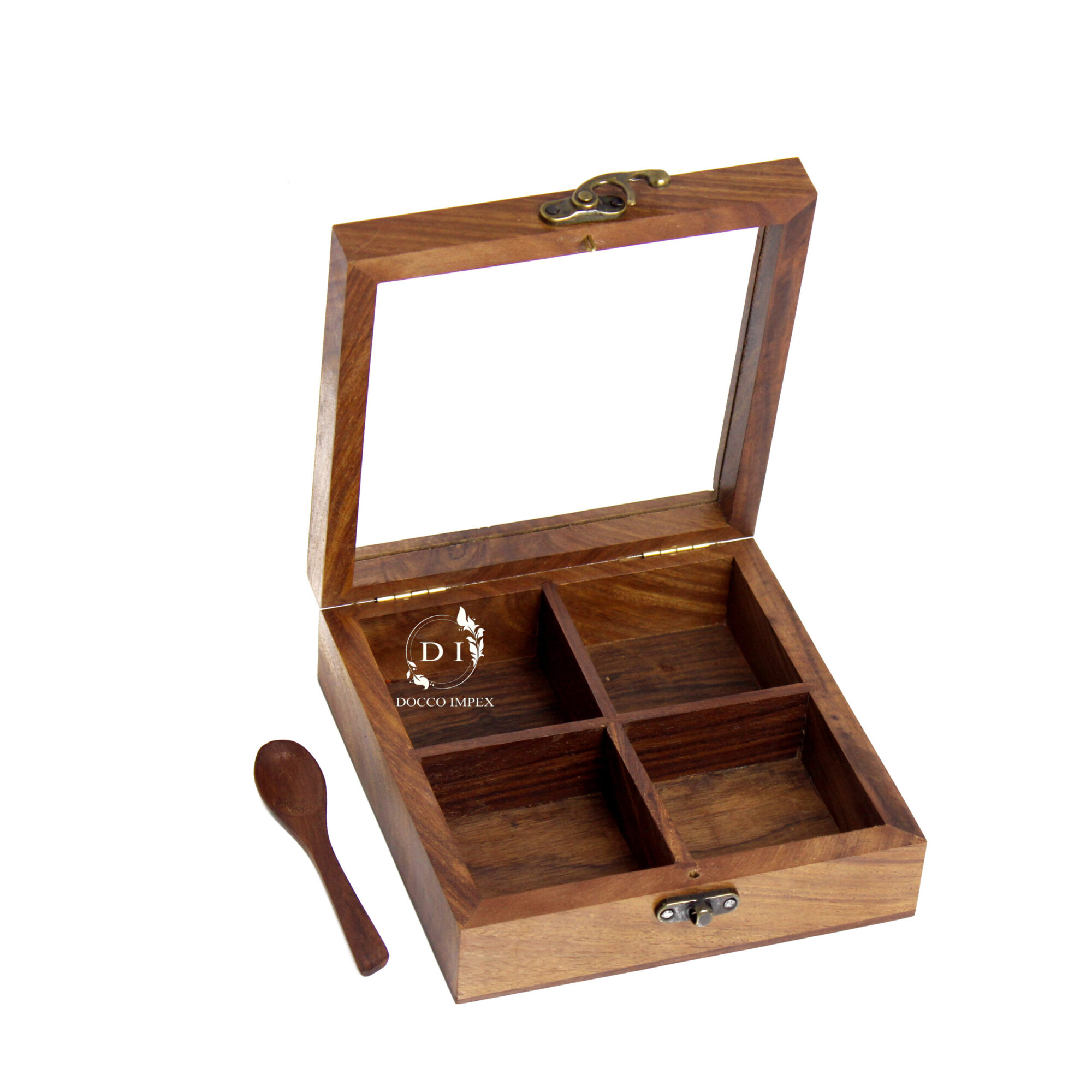 Wooden Handcrafted Spice Box ( 4 Chamber ) - Image 2