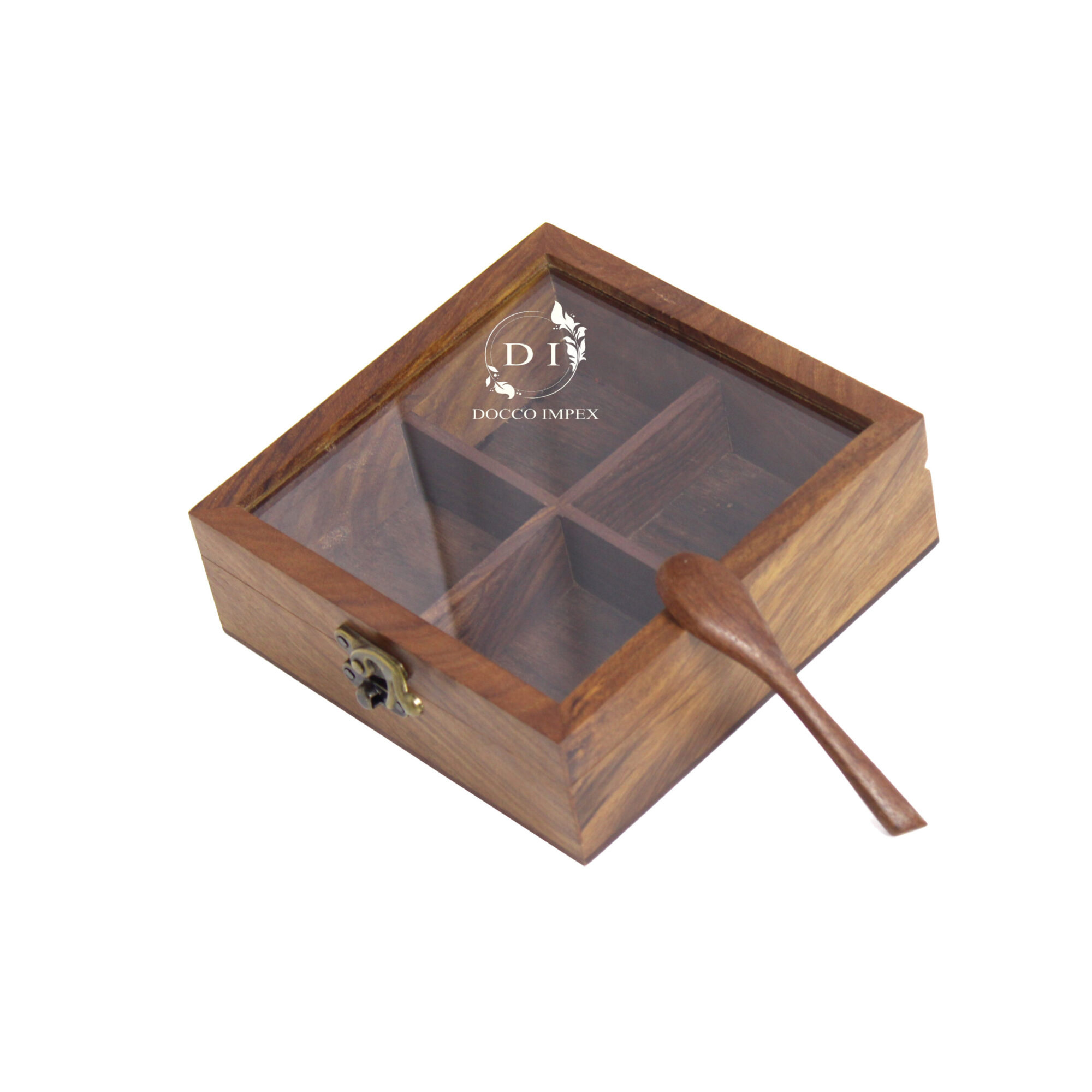 Wooden Handcrafted Spice Box ( 4 Chamber ) - Image 3