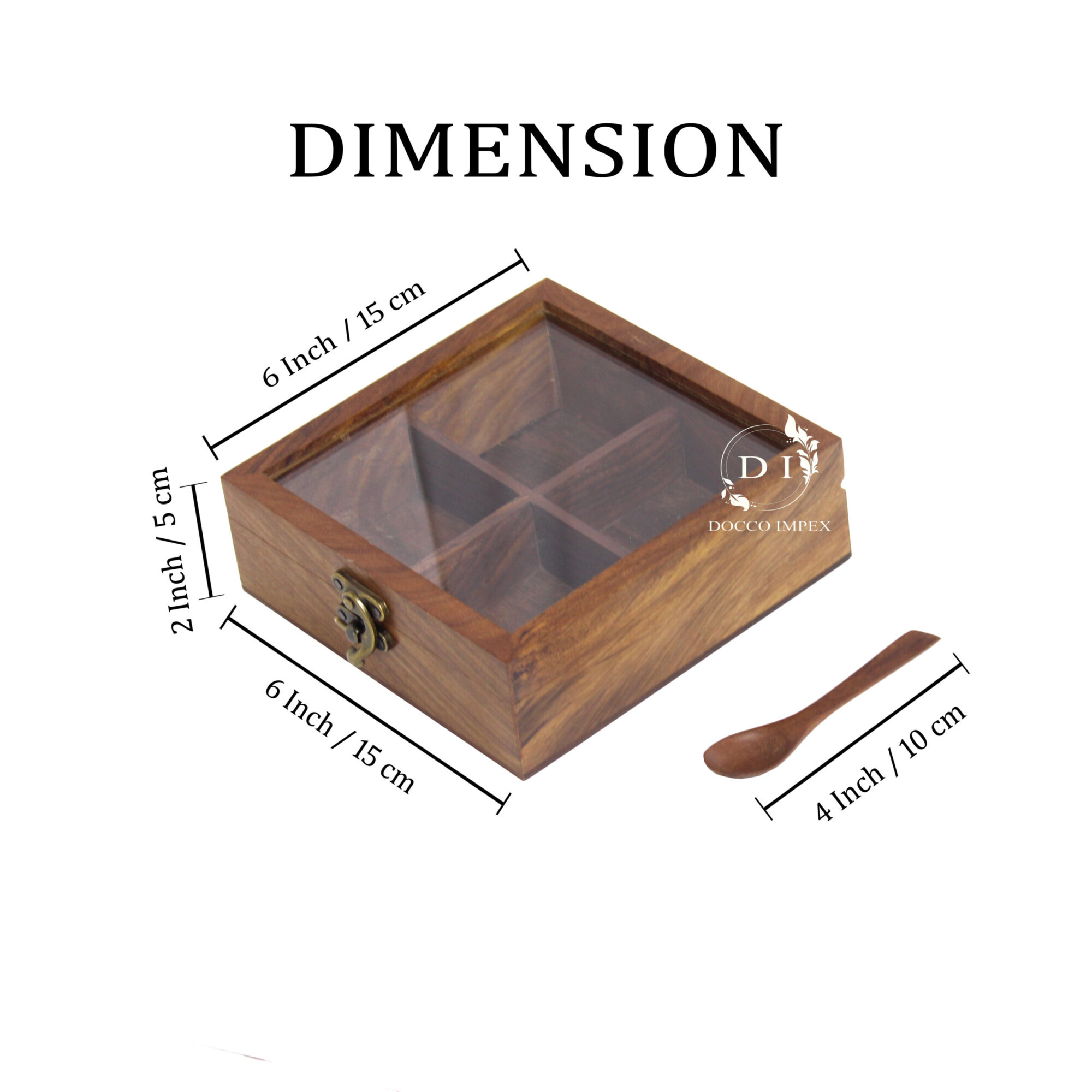 Wooden Handcrafted Spice Box ( 4 Chamber ) - Image 4