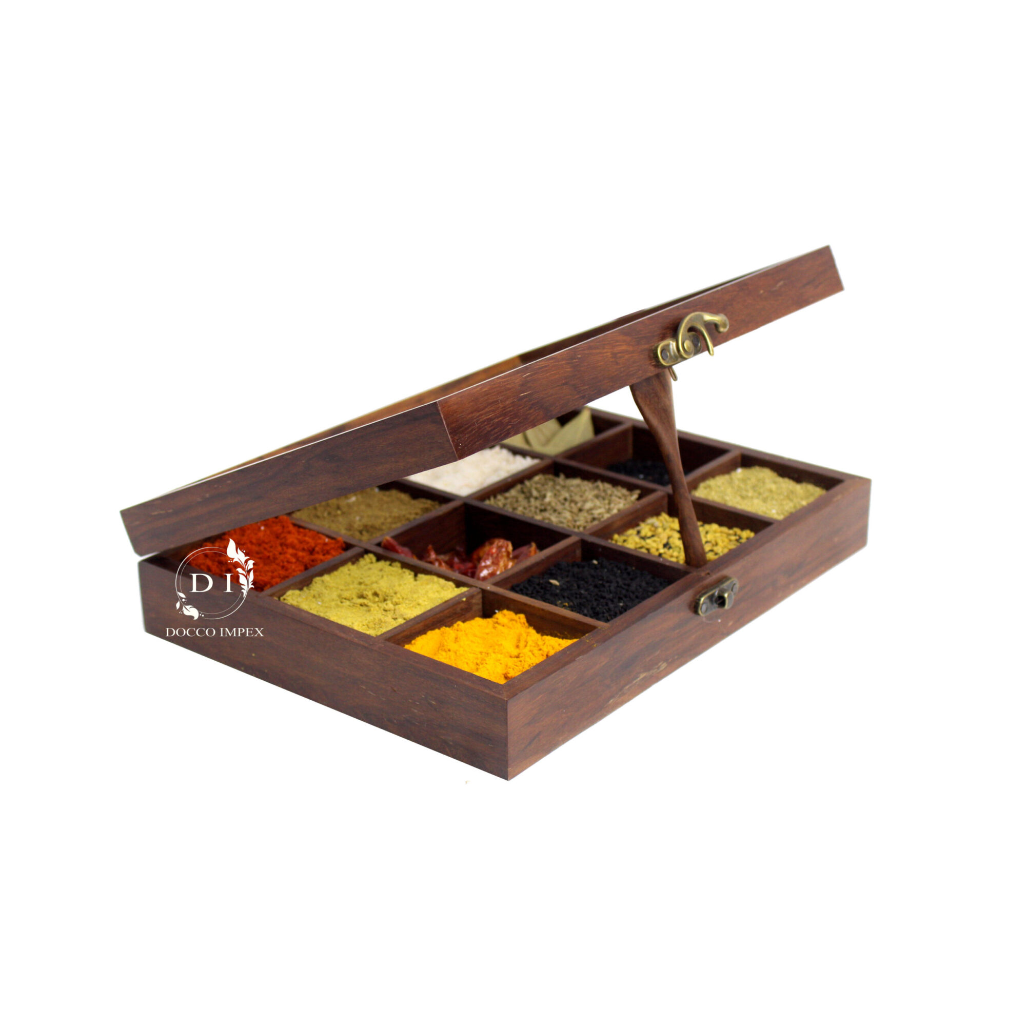 Wooden Handcrafted Spice Box ( 12 Chamber )